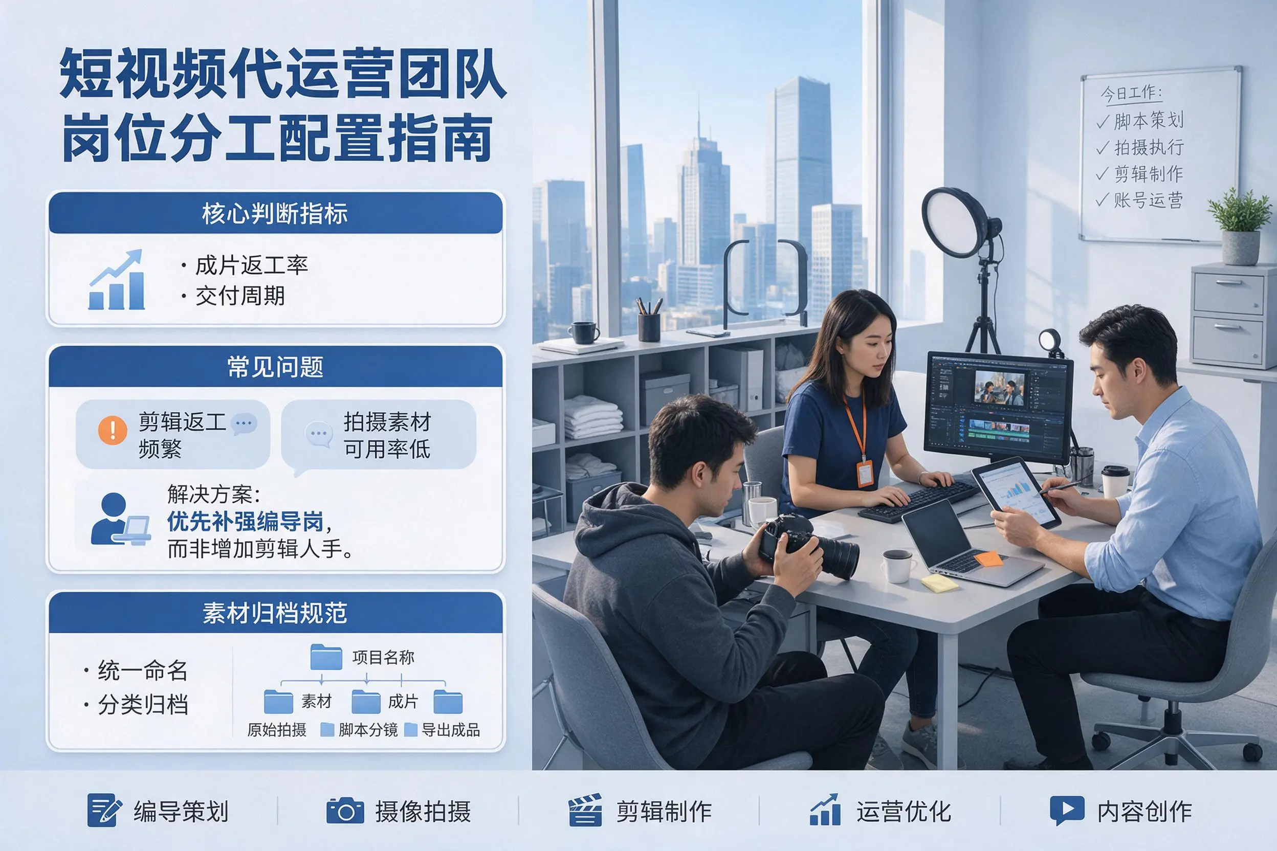 短视频代运营团队如何配置？昆明企业岗位分工科普说明