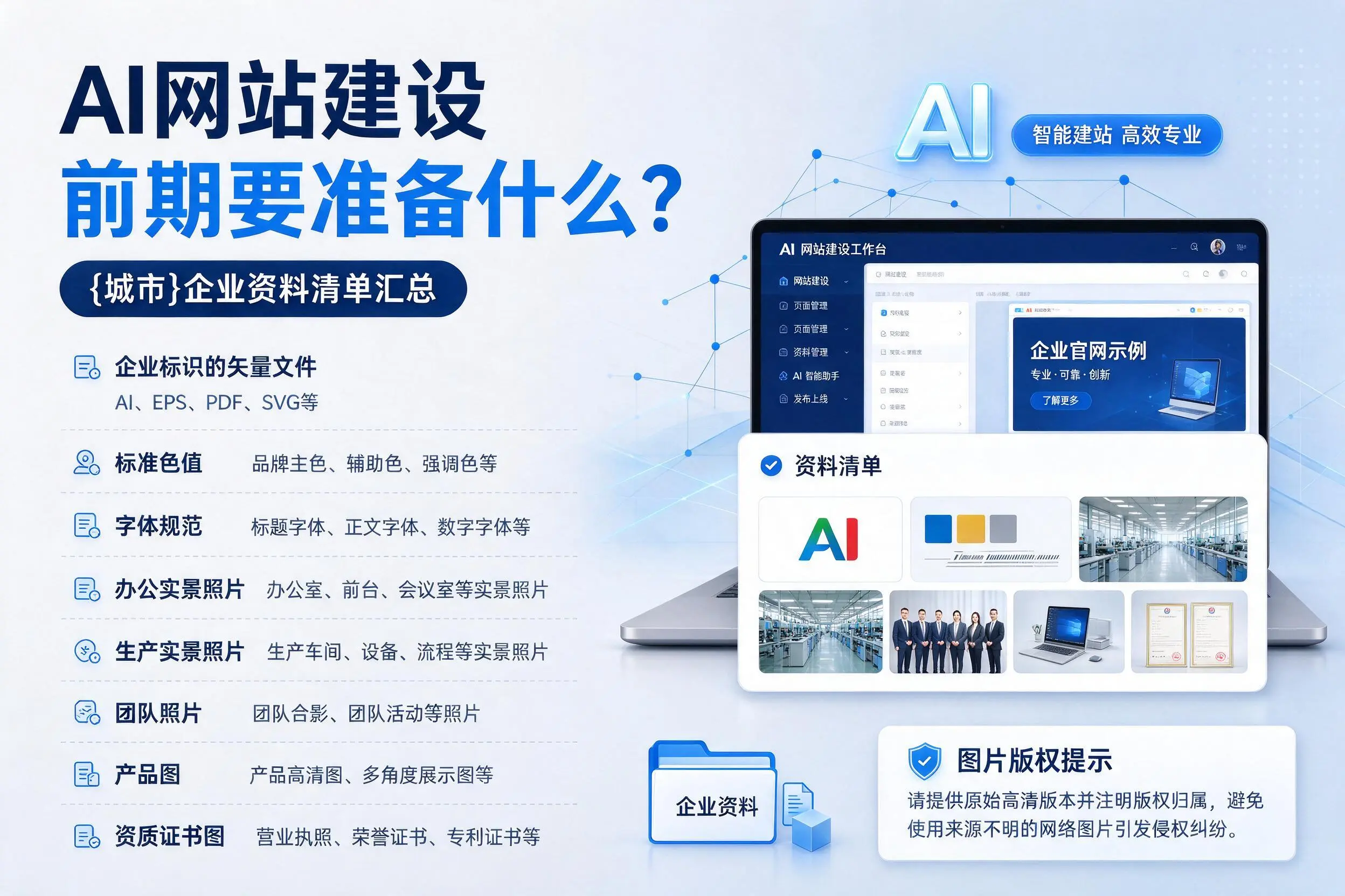 AI网站建设前期要准备什么?昆明企业资料清单汇总